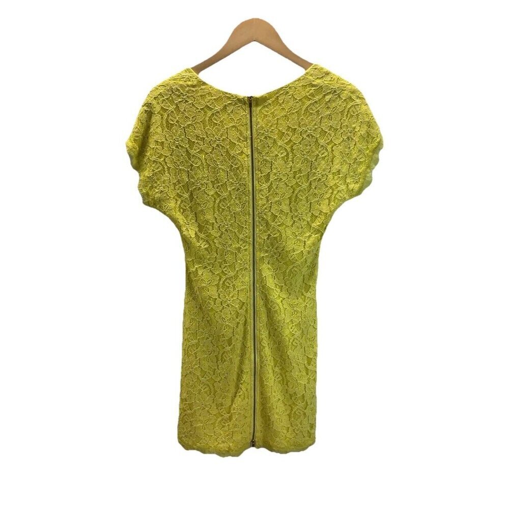 Diane Von Furstenberg Wanda Yellow Lace Zip Back Mini Dress Limoncello‎ Size 8 - Picture 3 of 13